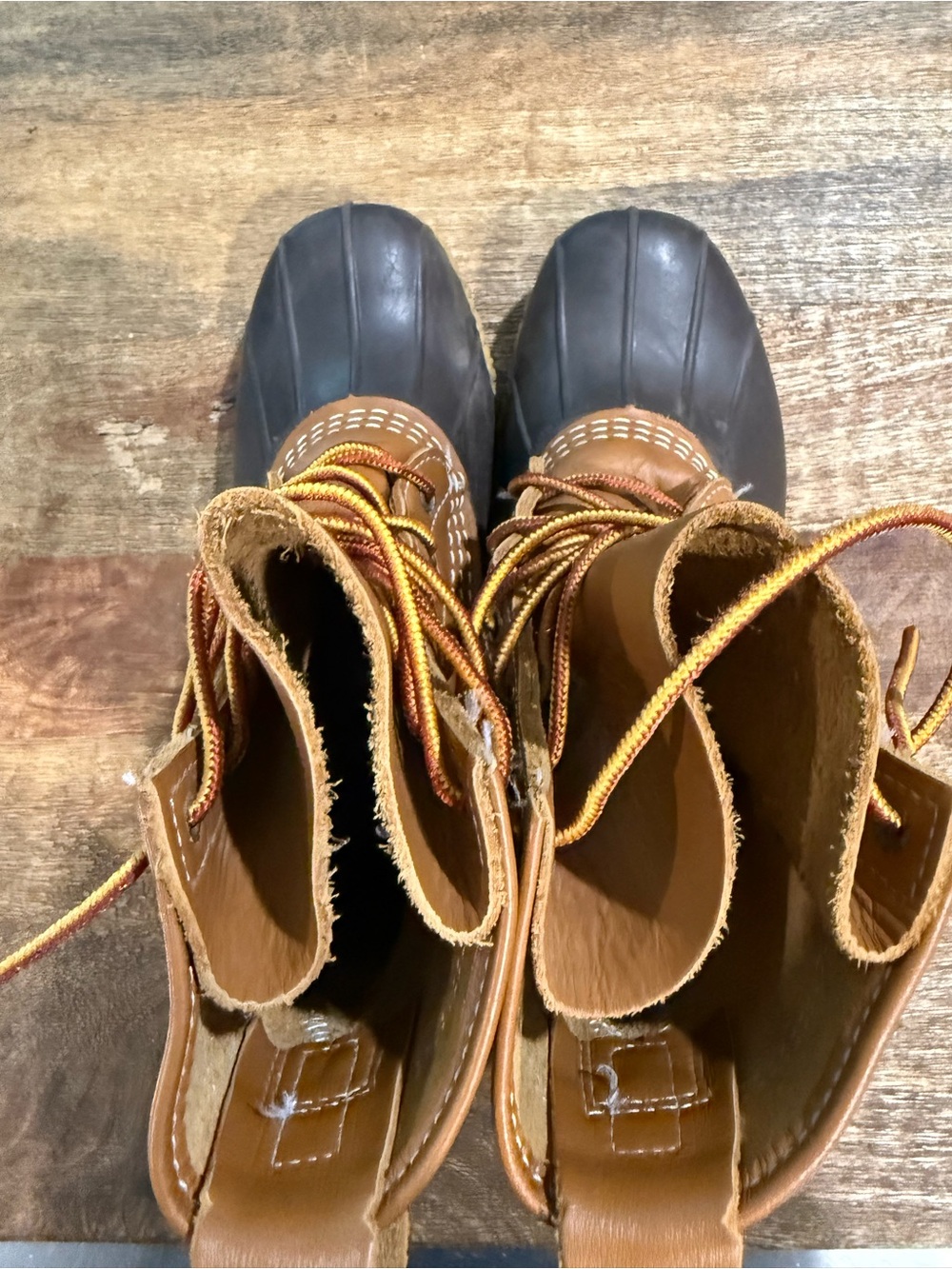 Women's Waterproof Winter Duck Boots - Brown Leather & Dark Rubber - Picture 5 of 10